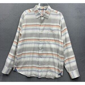 Tommy Bahama Mens Coral Horizon Stripe Shirt Long Sleeve Cotton Tencel L large